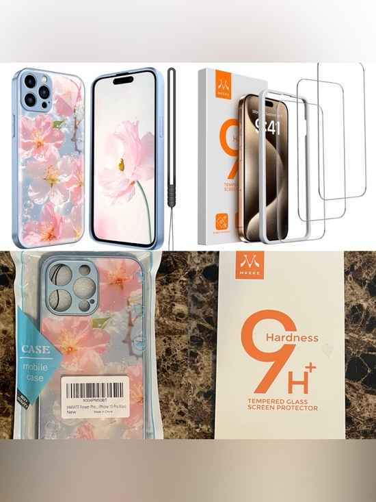 Other - iPhone Pro Max Bundle Floral Blue Phone Case and Screen Protectors NWT